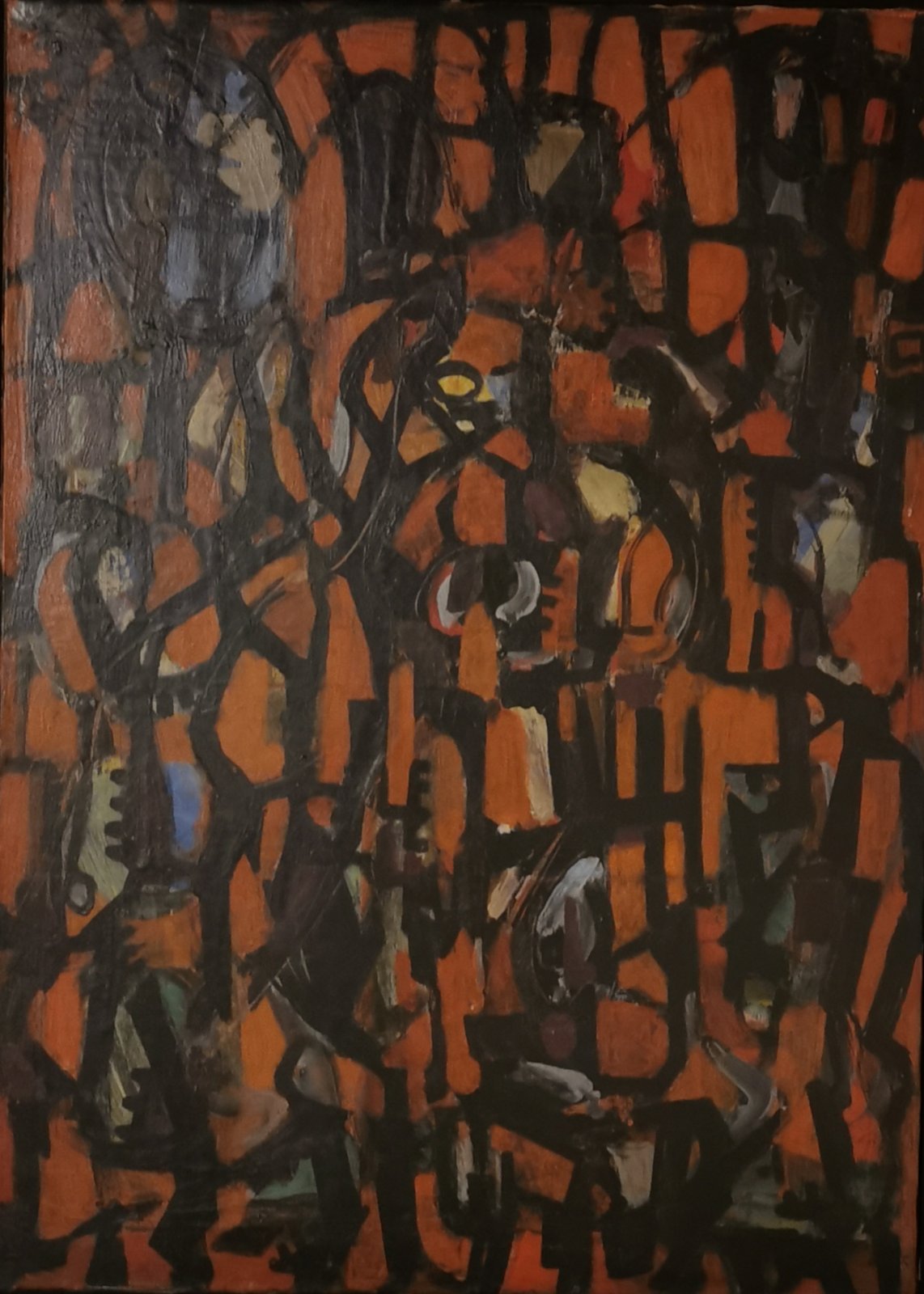 MILOŠ BAJIĆ<br><br>Apstraktna kompozicija (1956)<br>ulje na platnu<br>82,7 cm x 60 cm